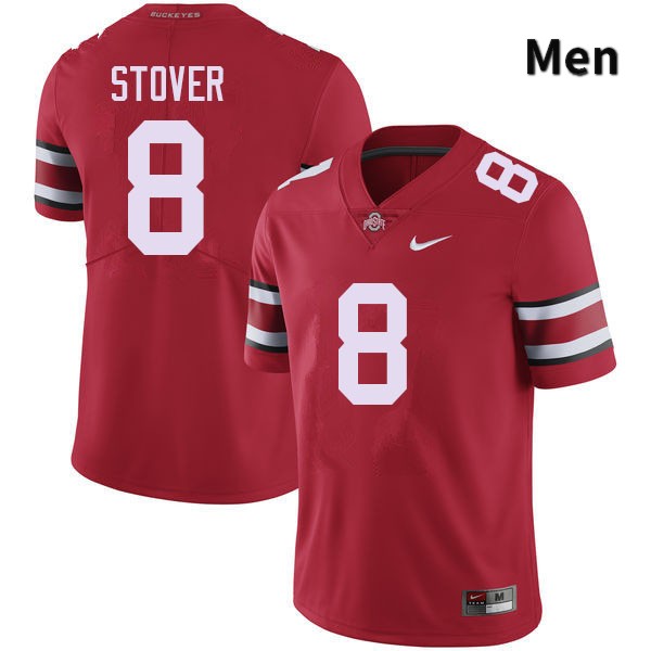 Men's Ohio State Buckeyes #8 Cade Stover Red Authentic College Stitched Football Jersey 23MX048ZM